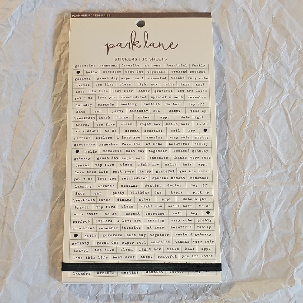 NWT Park Lane Neutral Black & Cream Planner Sticker Sheets 30 Sheets